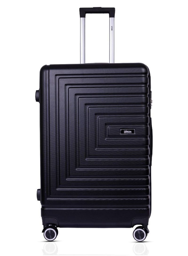 MNUK Pilgrimage Checked Traveling Luggage | Hardside Soft Handle Trolley Bag with TSA Lock |Double 360° 4 Wheeler| Trolley luggage Bag 28 Inch - Black - Image 1